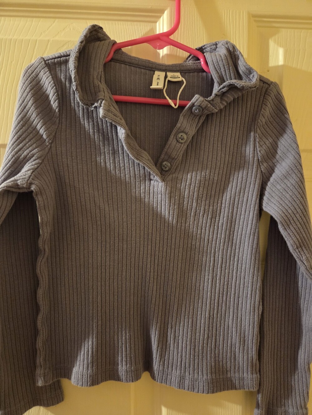 Janie and Jack Gray Ribbed Long-Sleeve Polo Top - Picture 1 of 2